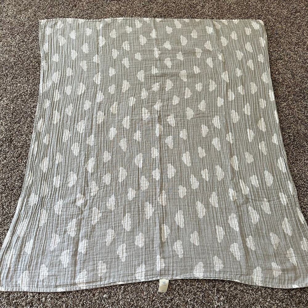 Cloud Island gray clouds muslin swaddle blanket HTF